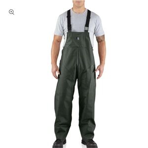 Carhartt Men’s SURREY RAIN BIB OVERALL Rain-pants Size Medium Green NWOT